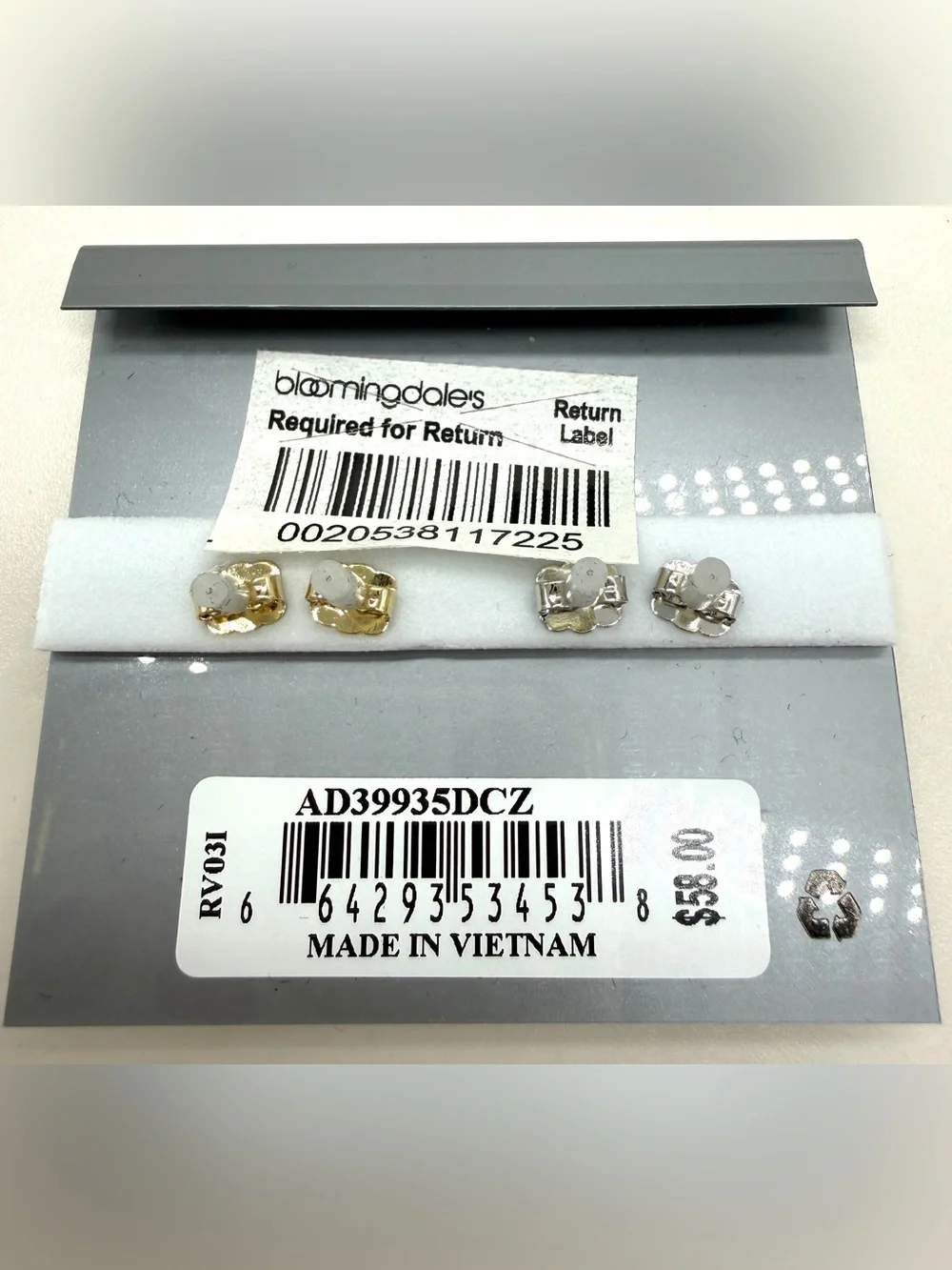 NWT Nadri Coco CZ Stud Earrings Two Tone Silver Gold Bezel Set
